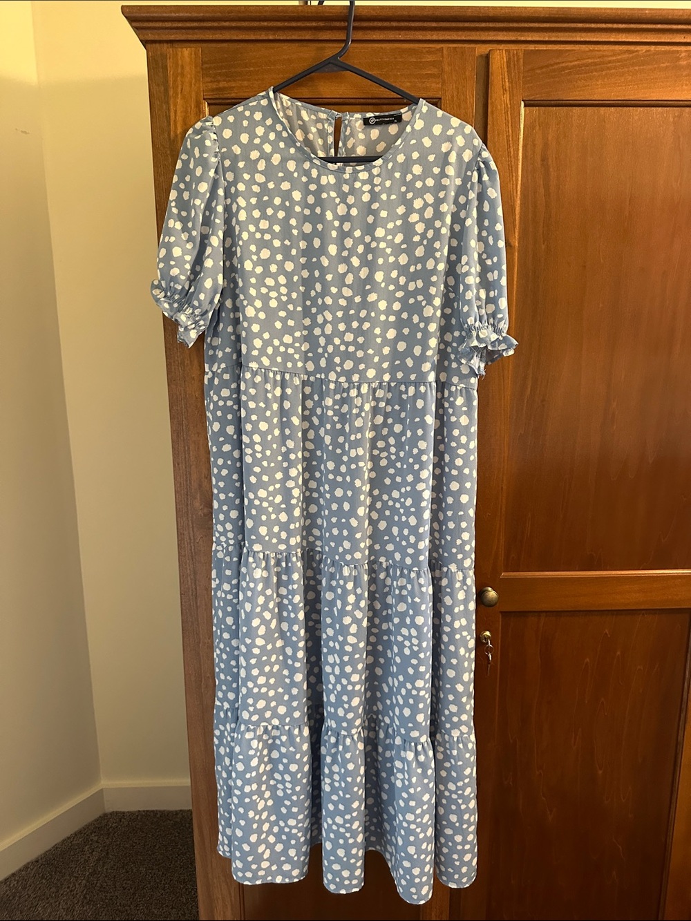 Blue Polka Dot Tiered Dress